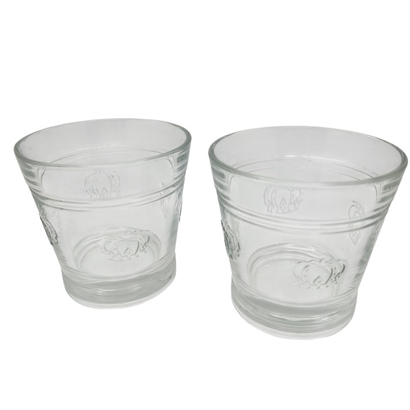 Other - Crown Royal Set of 2 Lowball Whiskey Glass w Embossed Crowns 3.25" ITALY Tapered